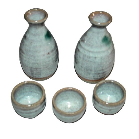 Japanese Sake Saki 5 Piece Vintage Set Made in Japan - Picture 2 of 7